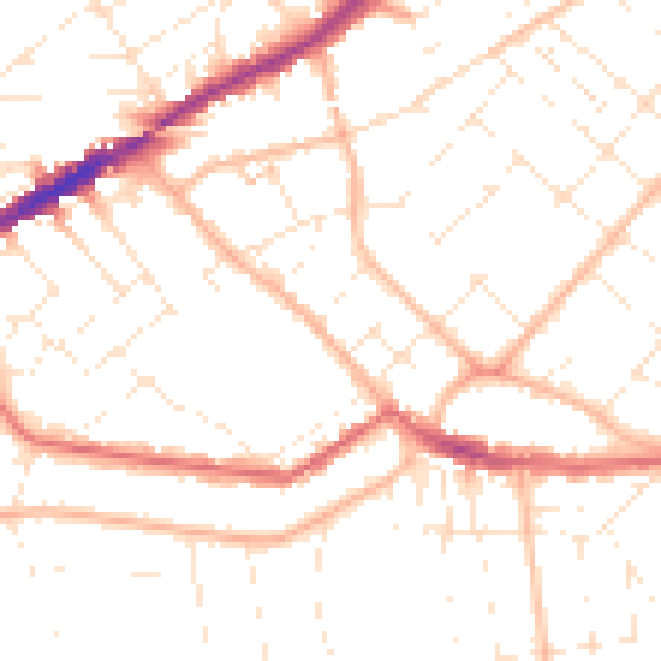 Daytime road noise heatmap for BH5 2JE