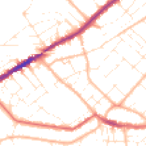 Daytime road noise heatmap for BH5 2JN