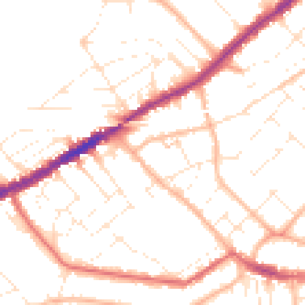 Daytime road noise heatmap for BH5 2JX