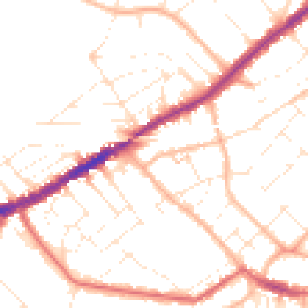 Daytime road noise heatmap for BH5 2JZ