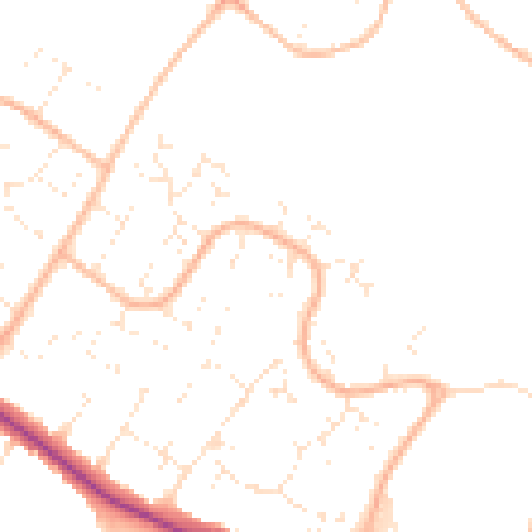Daytime road noise heatmap for BH8 0EN