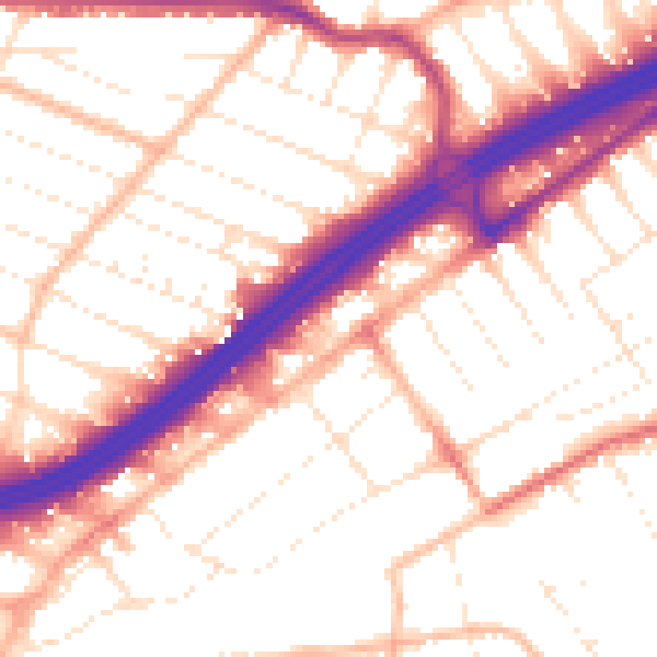 Daytime road noise heatmap for BH8 8BU