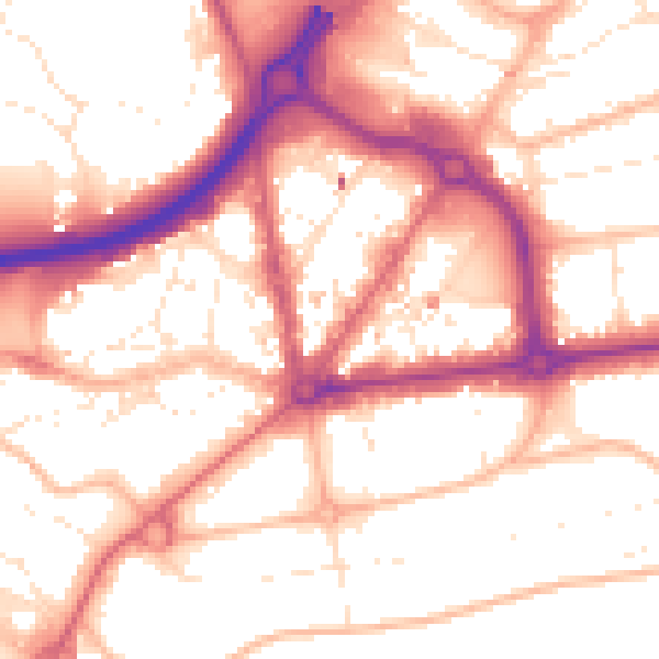 Daytime road noise heatmap for BH8 8EH
