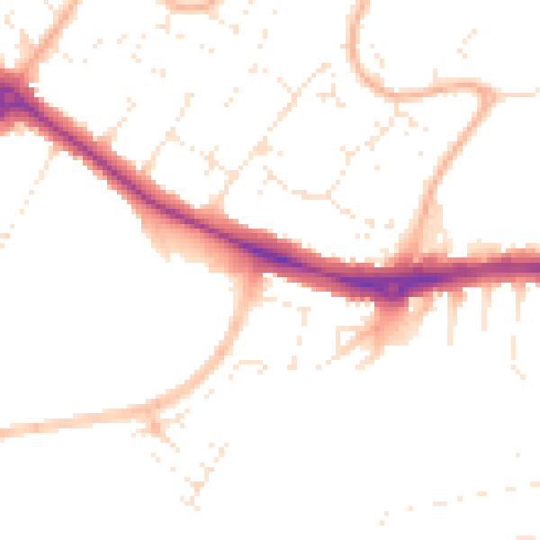 Daytime road noise heatmap for BH8 9PR