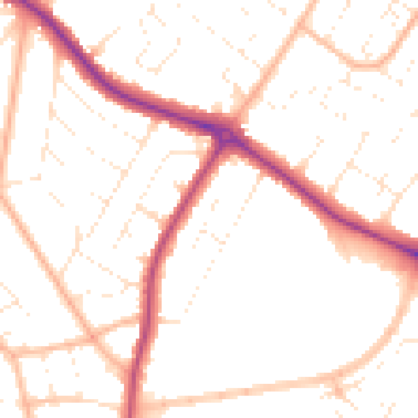 Daytime road noise heatmap for BH8 9SU