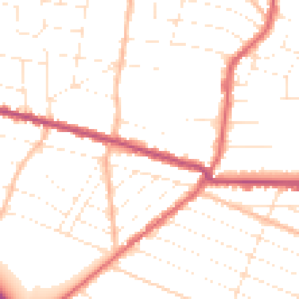 Daytime road noise heatmap for BH9 1AG