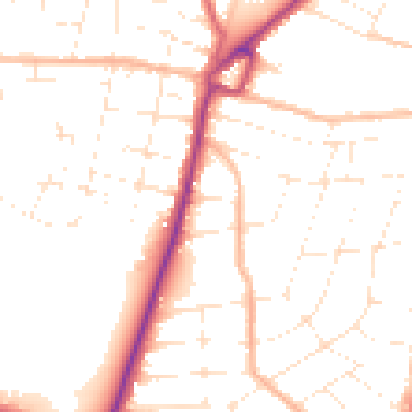 Daytime road noise heatmap for BH9 2RS