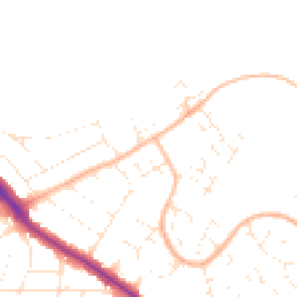Daytime road noise heatmap for BH9 3PP