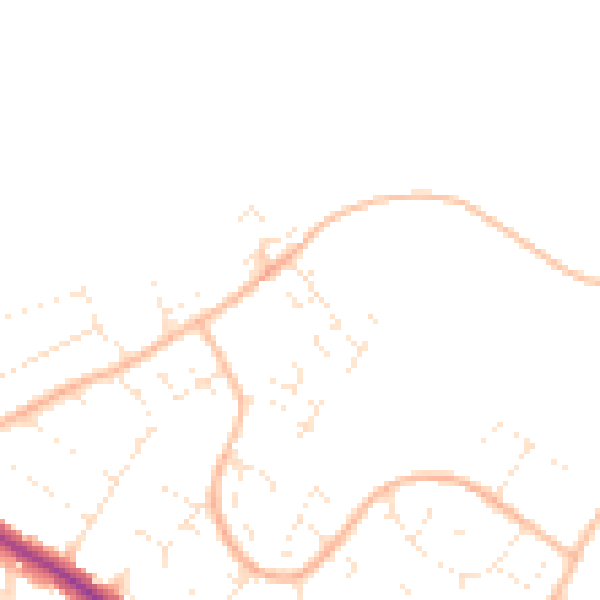 Daytime road noise heatmap for BH9 3SD