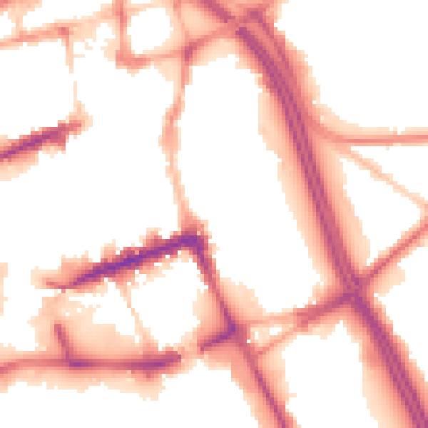 Night-time road noise heatmap for BL1 1AP