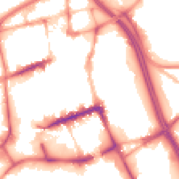 Night-time road noise heatmap for BL1 1AS