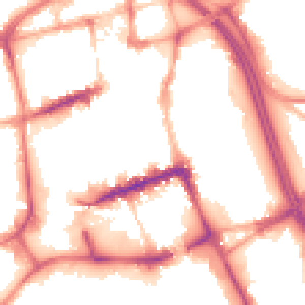 Night-time road noise heatmap for BL1 1AT