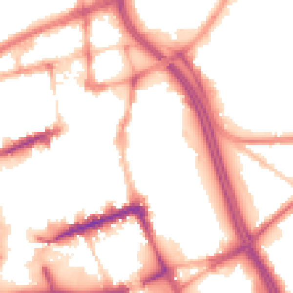 Night-time road noise heatmap for BL1 1AU
