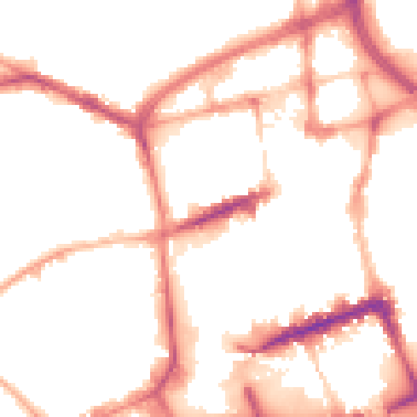 Night-time road noise heatmap for BL1 1AW