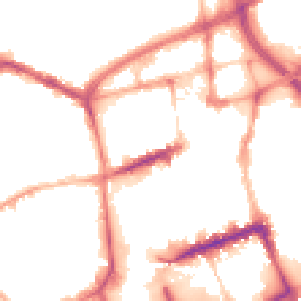 Night-time road noise heatmap for BL1 1BD