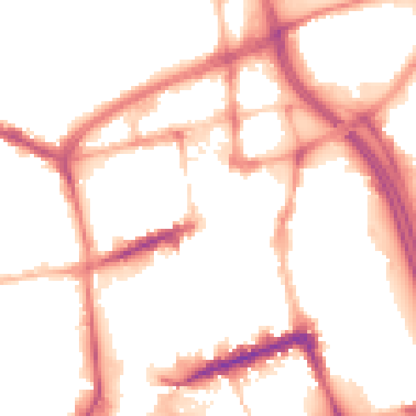 Night-time road noise heatmap for BL1 1BQ