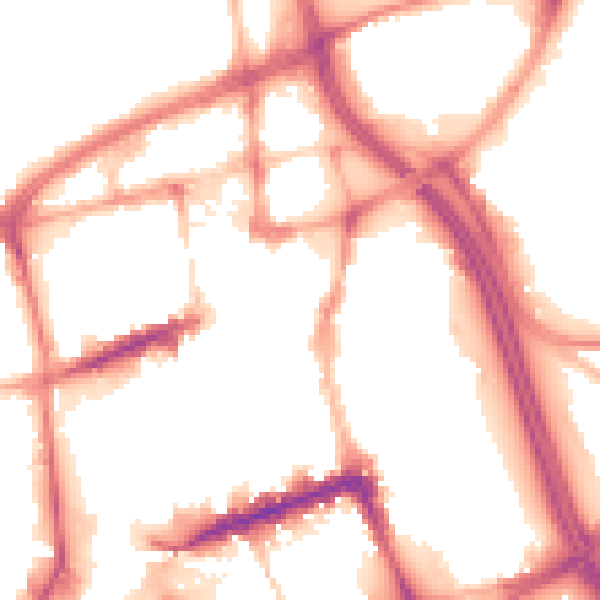 Night-time road noise heatmap for BL1 1BR