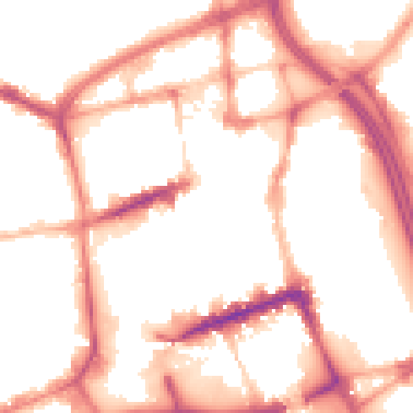 Night-time road noise heatmap for BL1 1BU