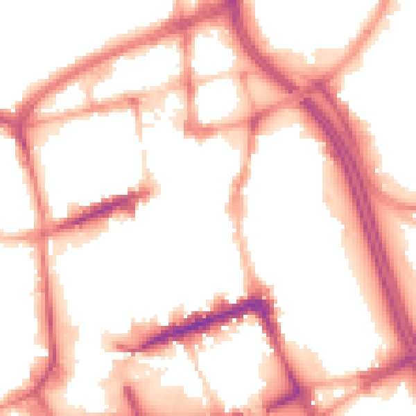 Night-time road noise heatmap for BL1 1DD