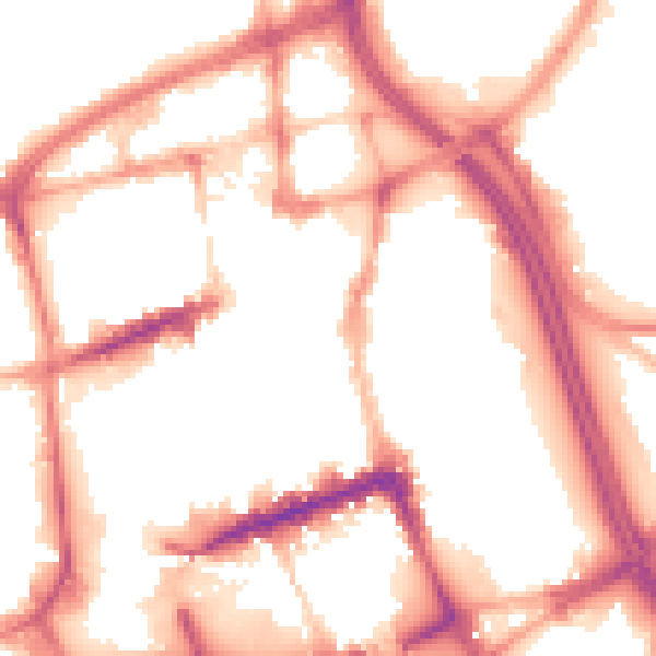 Night-time road noise heatmap for BL1 1DF
