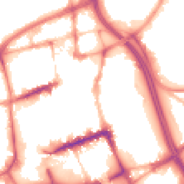 Night-time road noise heatmap for BL1 1DG
