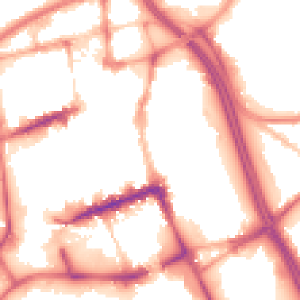 Night-time road noise heatmap for BL1 1DR