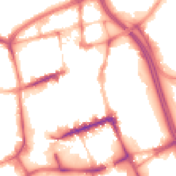 Night-time road noise heatmap for BL1 1EA