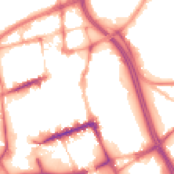 Night-time road noise heatmap for BL1 1EL