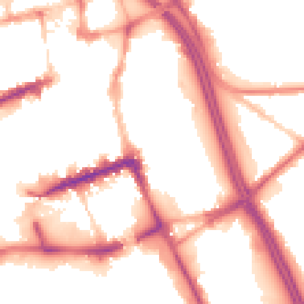 Night-time road noise heatmap for BL1 1ES