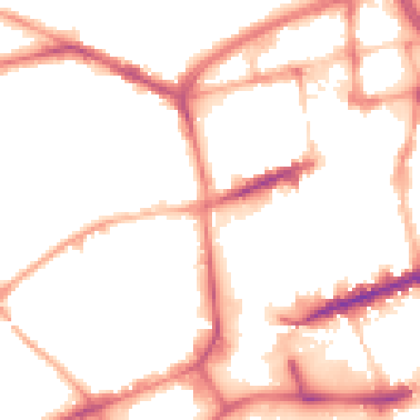 Night-time road noise heatmap for BL1 1EX