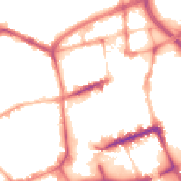 Night-time road noise heatmap for BL1 1HA