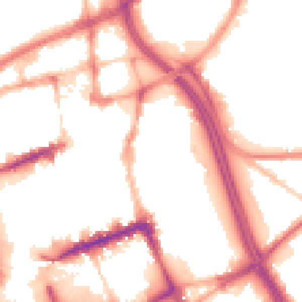 Night-time road noise heatmap for BL1 1HL