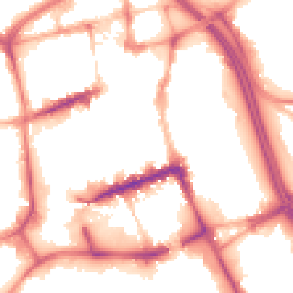 Night-time road noise heatmap for BL1 1JL