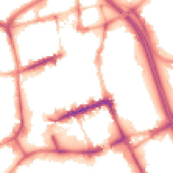 Night-time road noise heatmap for BL1 1LD