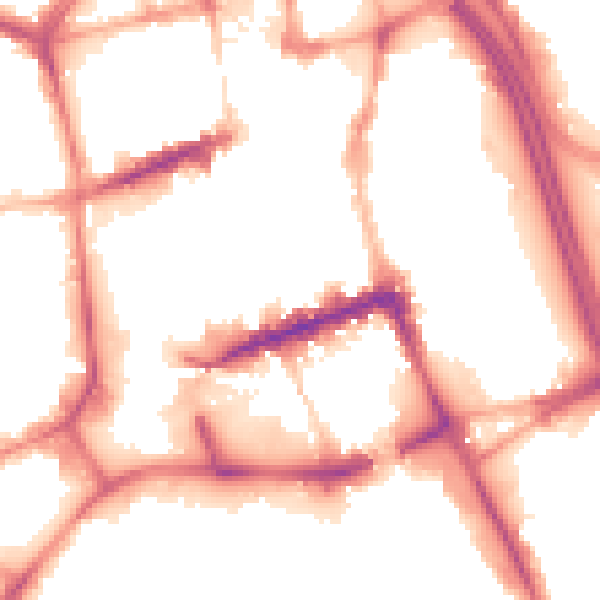 Night-time road noise heatmap for BL1 1LS
