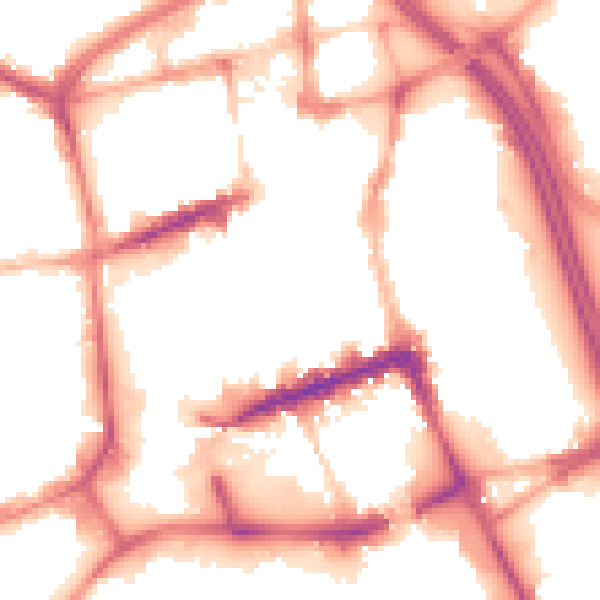 Night-time road noise heatmap for BL1 1LT