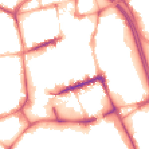 Night-time road noise heatmap for BL1 1NE