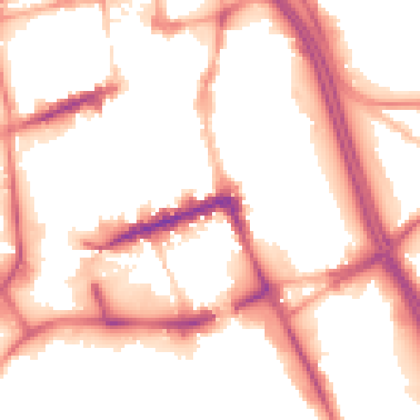 Night-time road noise heatmap for BL1 1NR