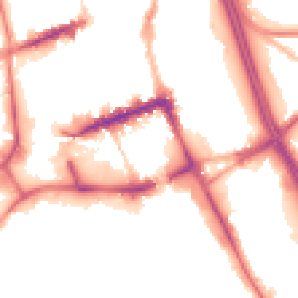 Night-time road noise heatmap for BL1 1NS