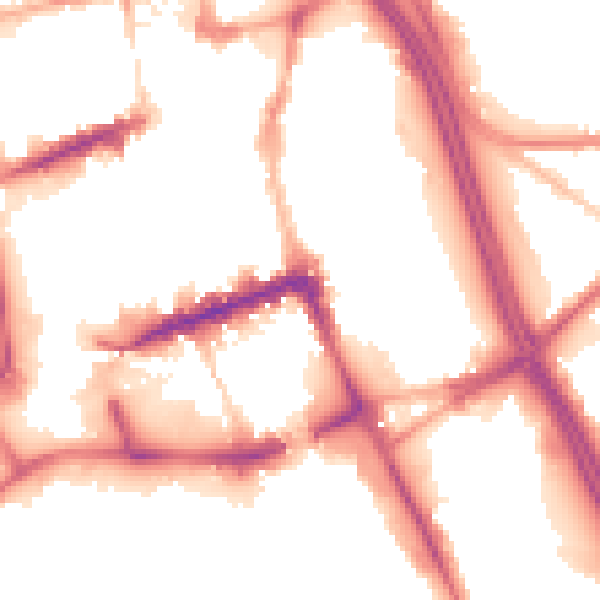 Night-time road noise heatmap for BL1 1NT