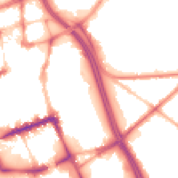 Night-time road noise heatmap for BL1 1PJ