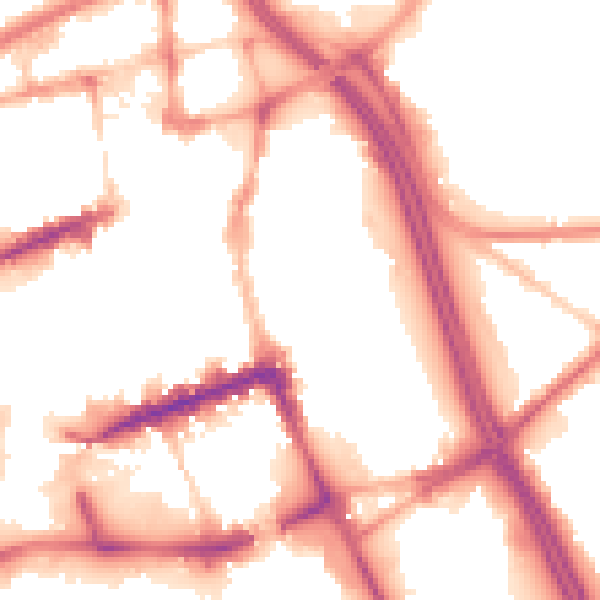 Night-time road noise heatmap for BL1 1PP