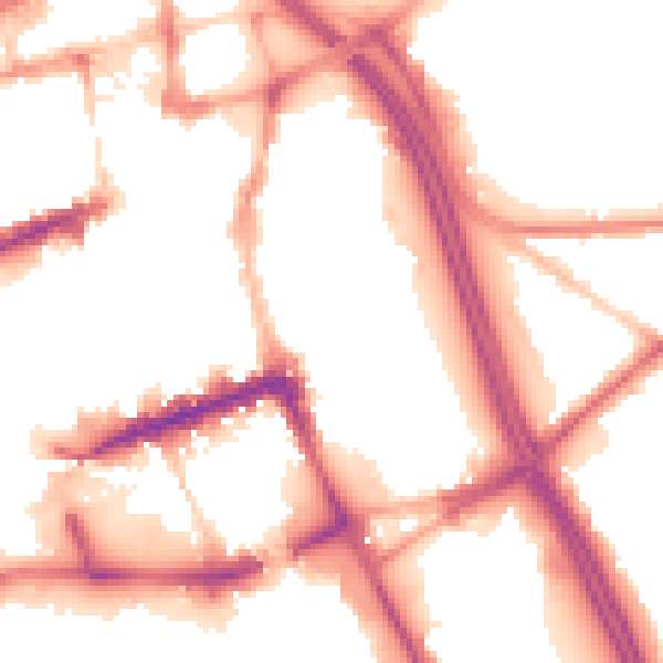 Night-time road noise heatmap for BL1 1PX
