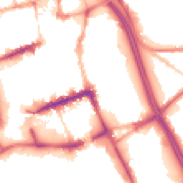 Night-time road noise heatmap for BL1 1QD
