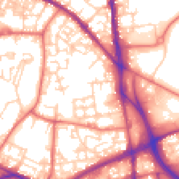 Daytime road noise heatmap for BL1 2HT