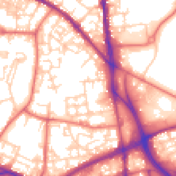 Daytime road noise heatmap for BL1 2JG