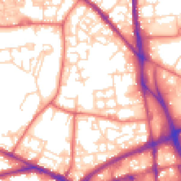 Daytime road noise heatmap for BL1 2JY