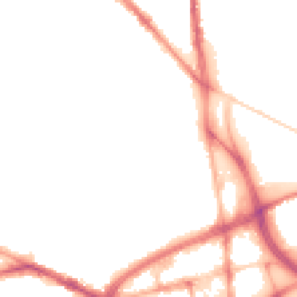 Night-time road noise heatmap for BL1 2JZ