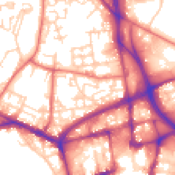 Daytime road noise heatmap for BL1 2LA