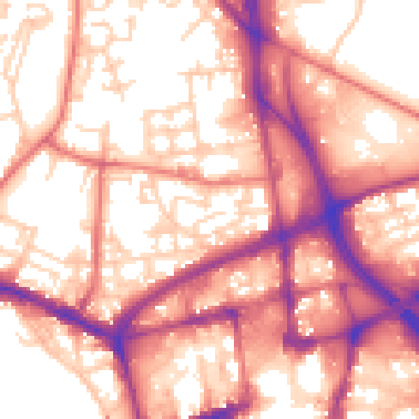 Daytime road noise heatmap for BL1 2LE